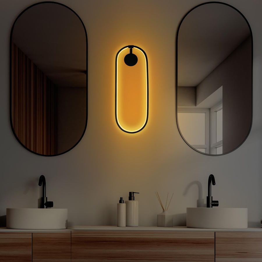 Oval LED Metal Aplik - Siyah