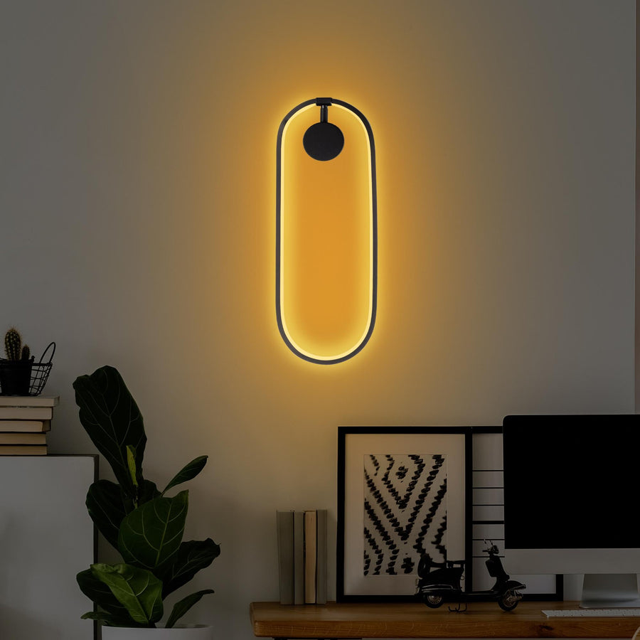 Oval LED Metal Aplik - Siyah