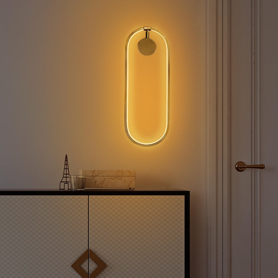 Oval LED Metal Aplik - Altın