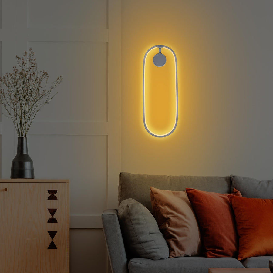 Oval LED Metal Aplik - Gümüş