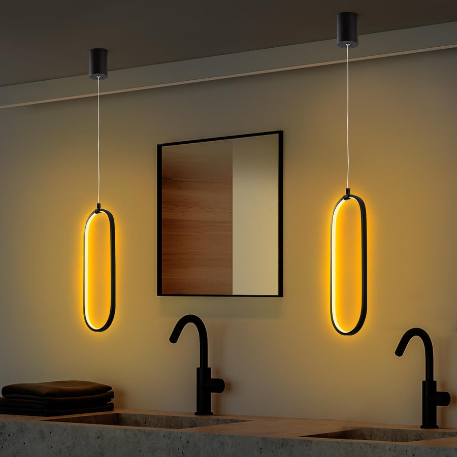 Oval LED Metal Tekli Sarkıt - Siyah