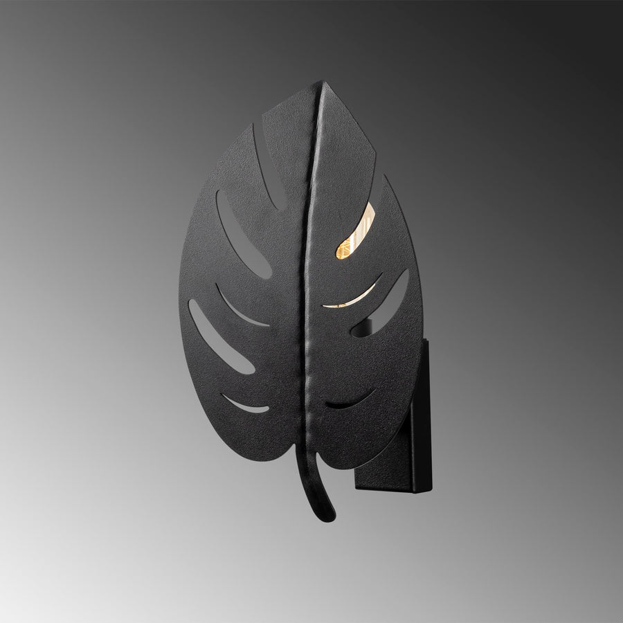 Monstera Yaprak Metal Aplik - Siyah