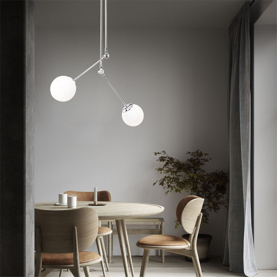 Camlı 2'li Avize Modern - Gümüş