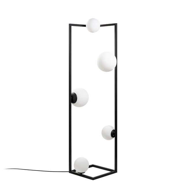 Küre Camlı 5'li Lambader Metal - Siyah