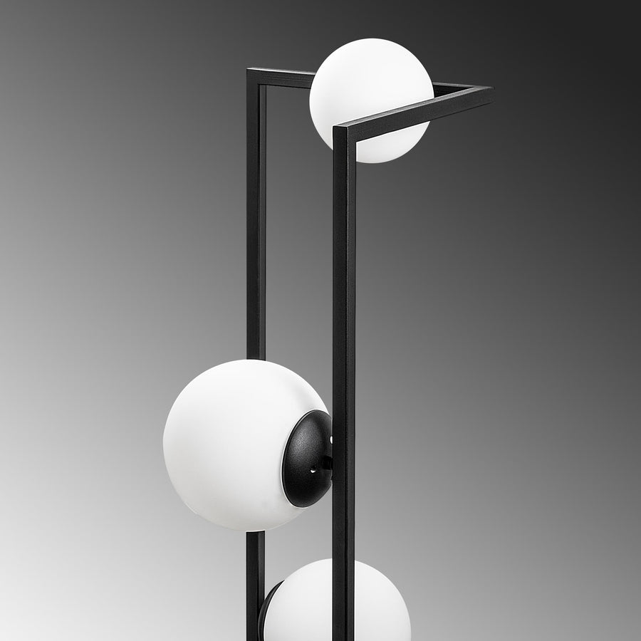 Küre Camlı 5'li Lambader Metal - Siyah