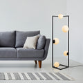 Küre Camlı 5'li Lambader Metal - Siyah