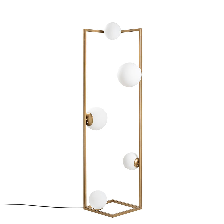 Küre Camlı 5'li Lambader Metal - Altın