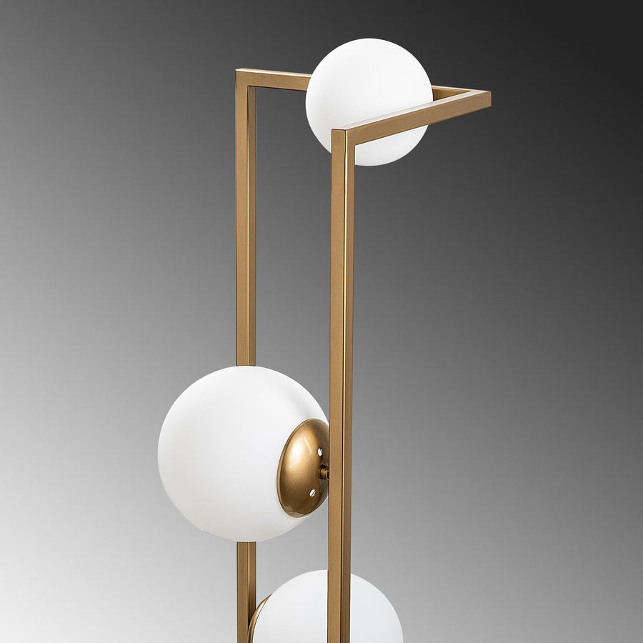 Küre Camlı 5'li Lambader Metal - Altın