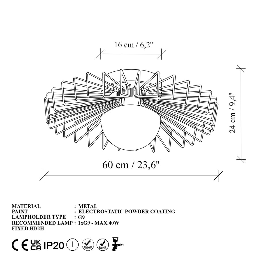 Tel Kafes Metal Plafonyer Buyuk - Siyah