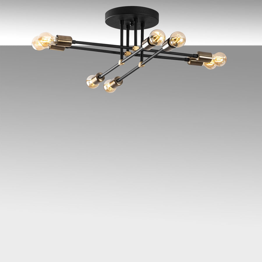 Sputnik 8li Metal Plafonyer - Siyah
