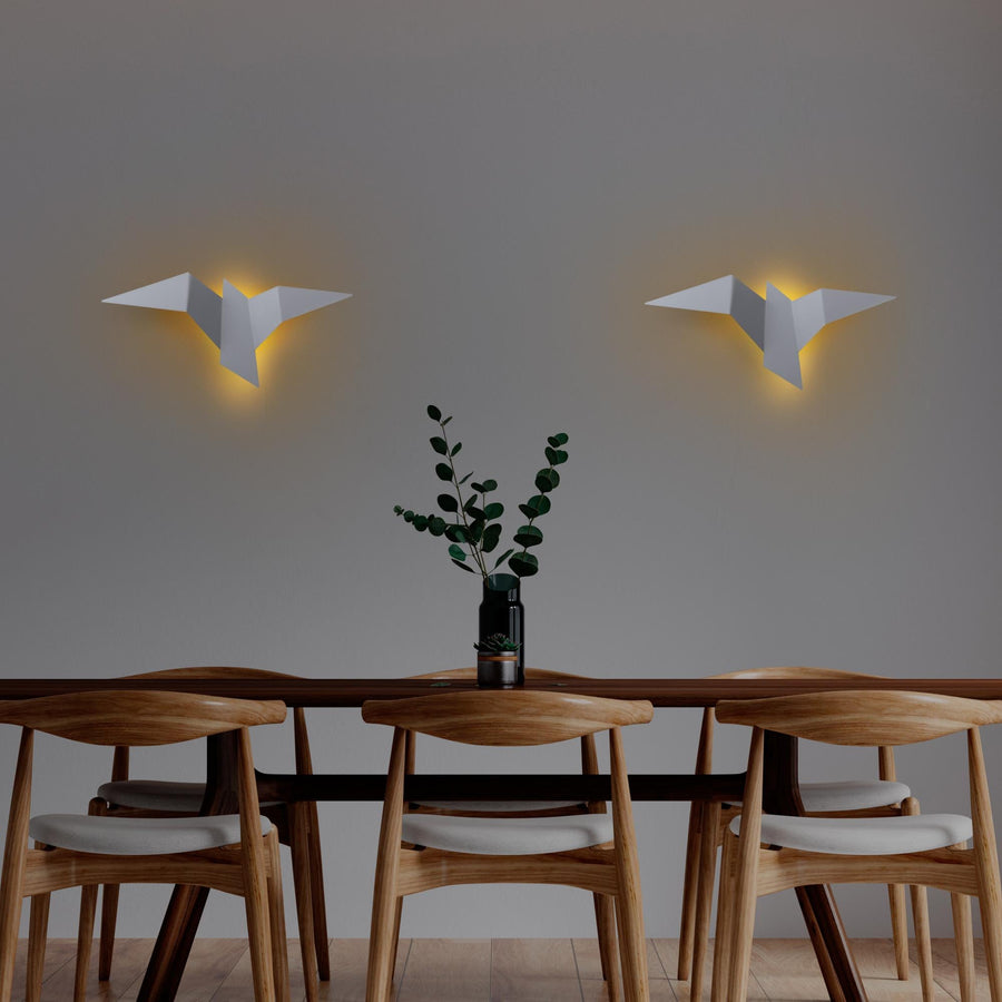 Origami Kuş Büyük Boy LED Aplik - Beyaz