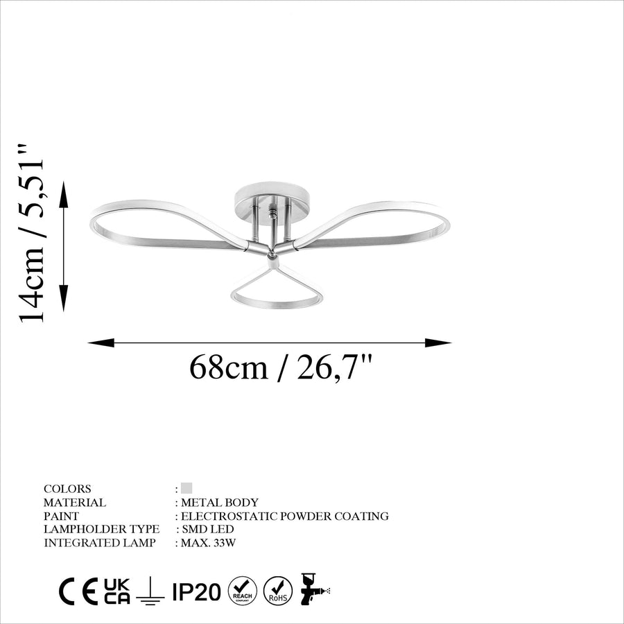 Yonca Metal LED Plafonyer - Gümüş