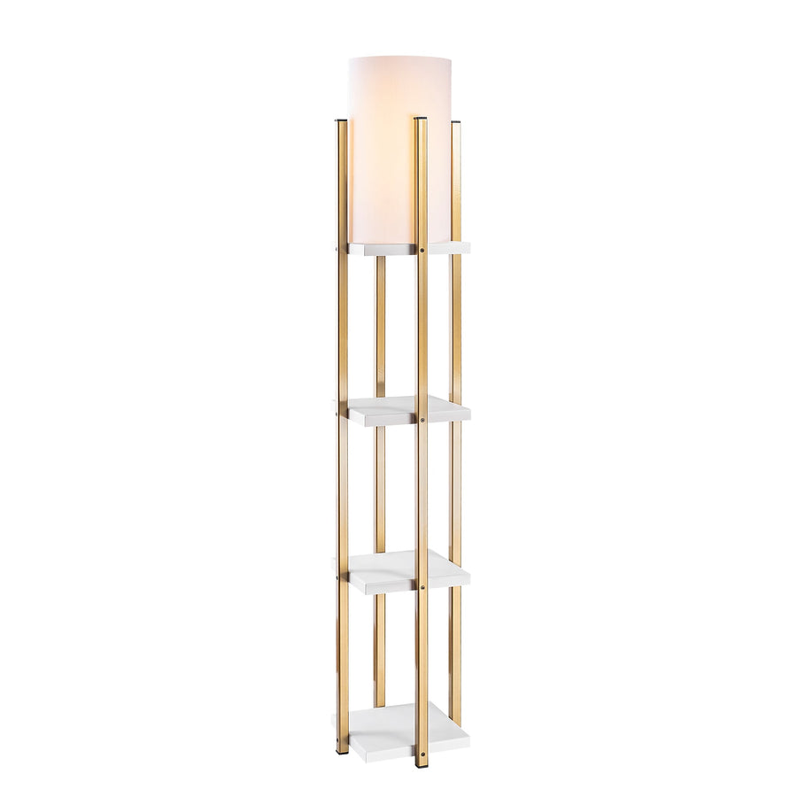 Raflı Lambader Metal Abajurlu - Altın