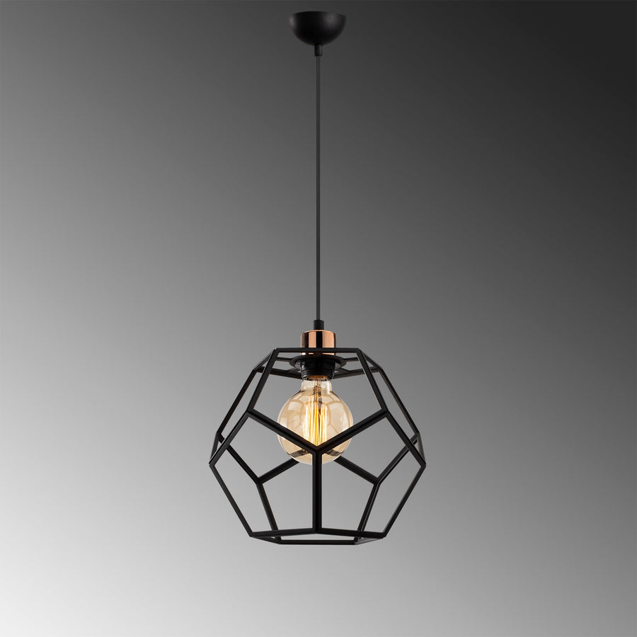 Geometrik Kafes Tekli Metal Sarkıt - Siyah