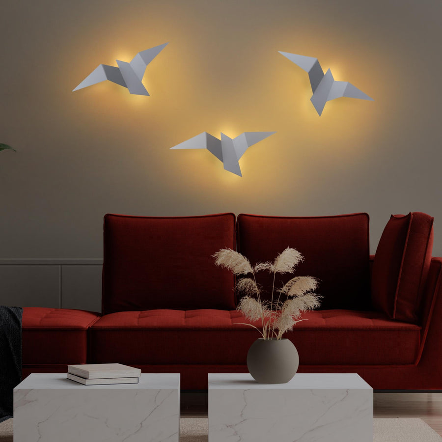 Origami Kuş Büyük Boy LED Aplik - Beyaz