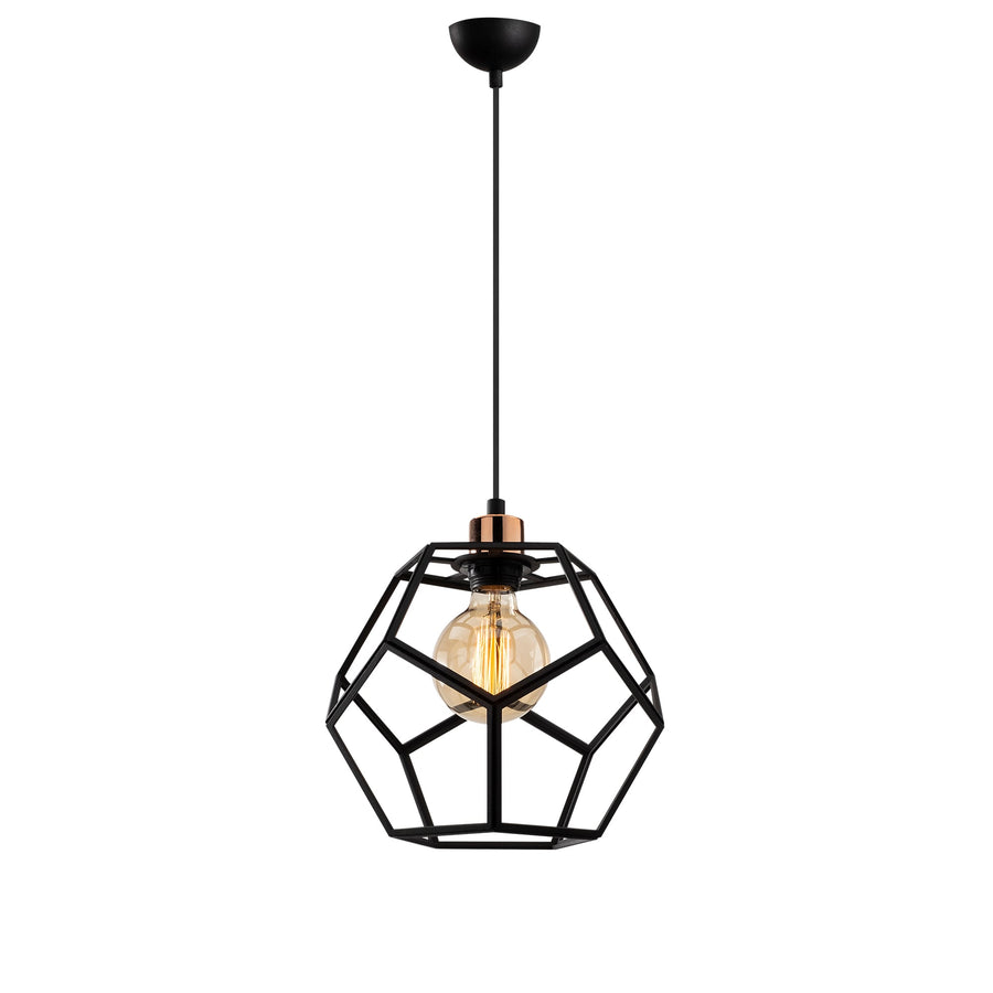 Geometrik Kafes Tekli Metal Sarkıt - Siyah