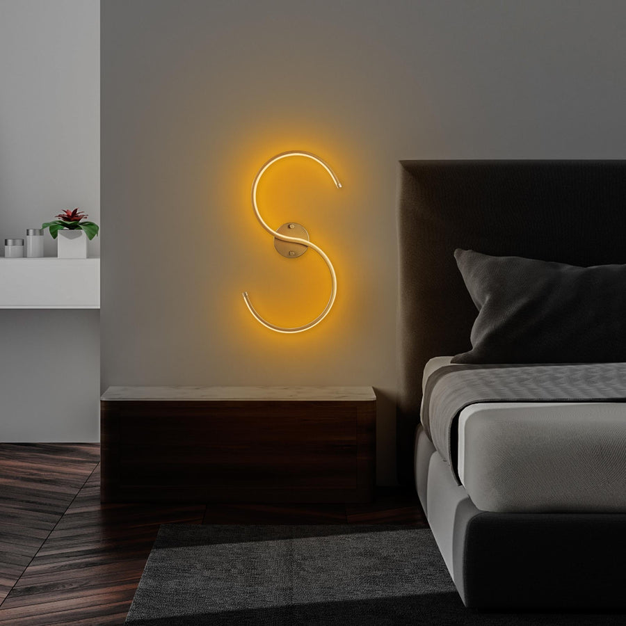 S Form LED Tekli Aplik Metal - Altin