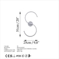 S Form LED Tekli Aplik Metal - Gumus