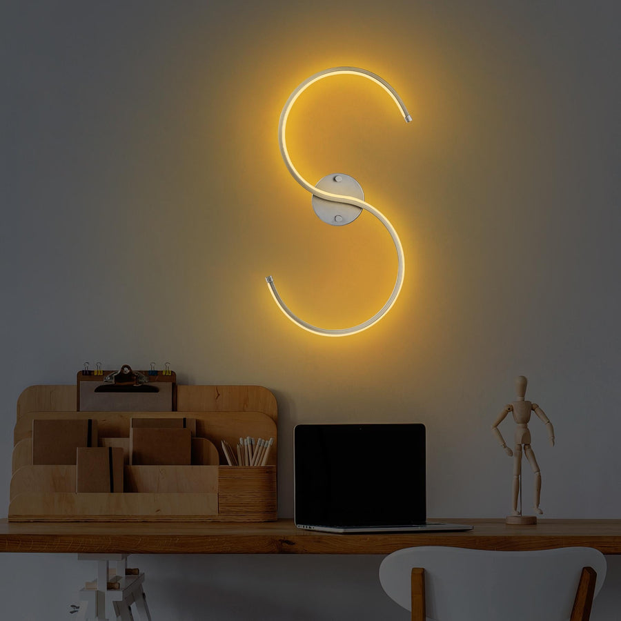 S Form LED Tekli Aplik Metal - Beyaz