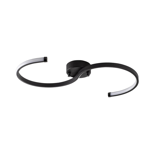 S Form LED Plafonyer Metal - Siyah