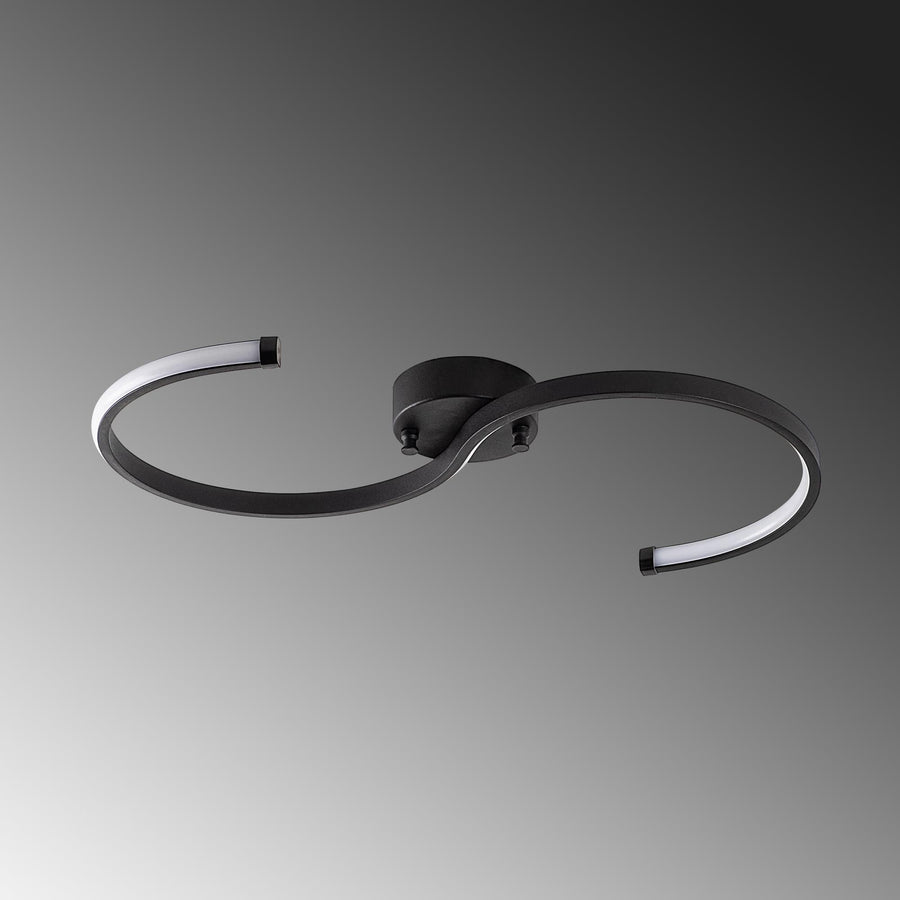 S Form LED Plafonyer Metal - Siyah
