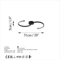 S Form LED Plafonyer Metal - Siyah