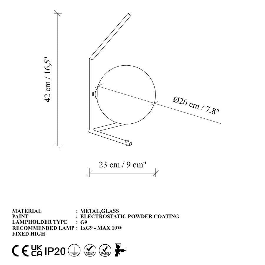 Küresel Cam Modern Masa Lambası - Altin