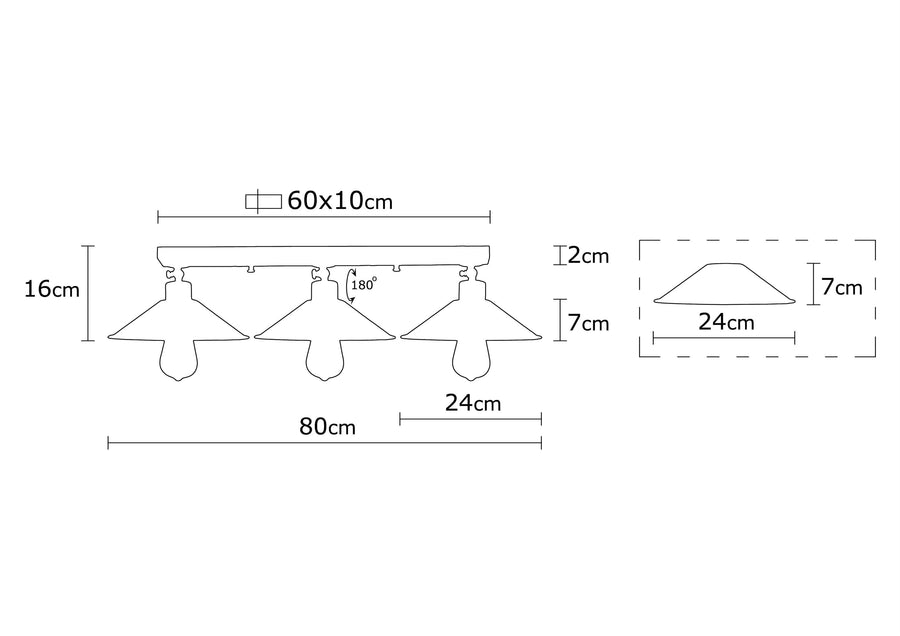 Üçlü Konik Metal Plafonyer Eskitme - Kahve