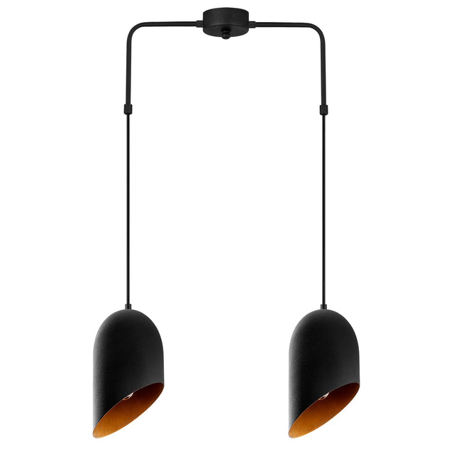 Metal 2'li Kollu Sarkıt Oval Şapka - Siyah