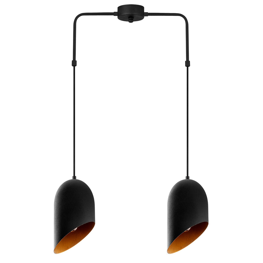 Metal 2'li Kollu Sarkıt Oval Şapka - Siyah
