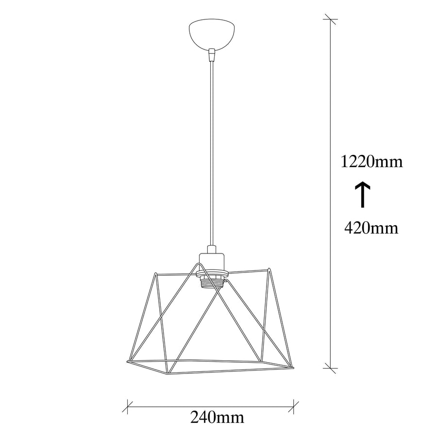 Tel Kafes Tekli Sarkıt Geometrik - Siyah