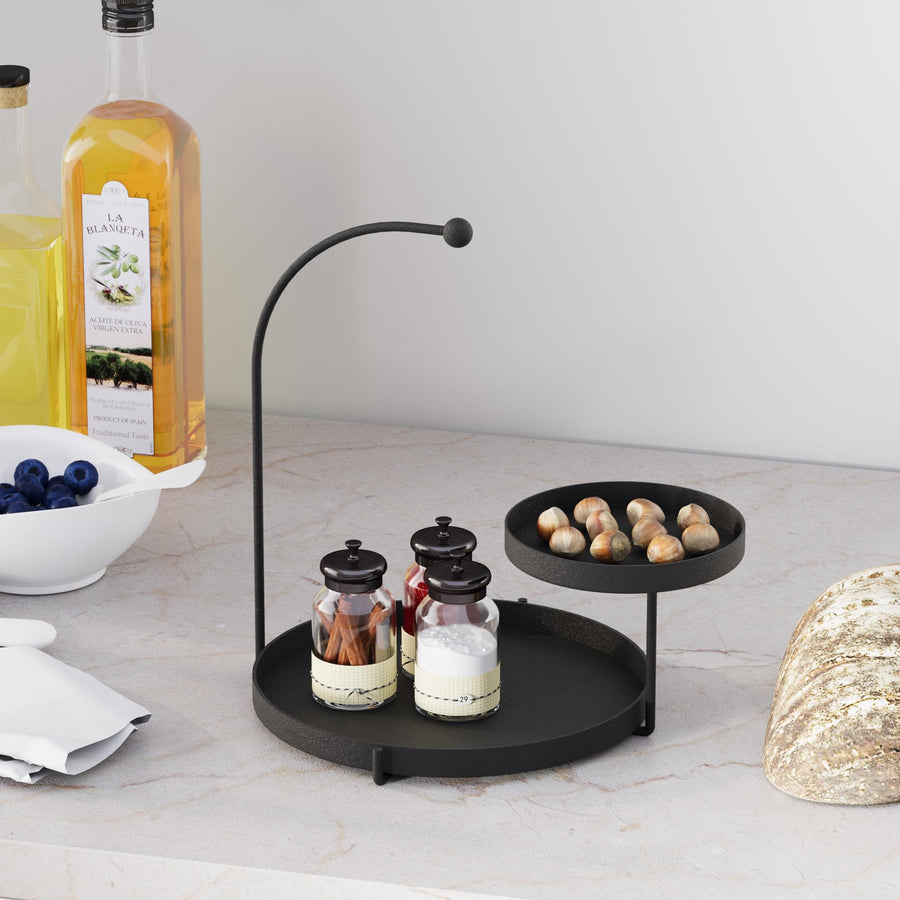 2 Katlı Metal Takı Standı - Siyah