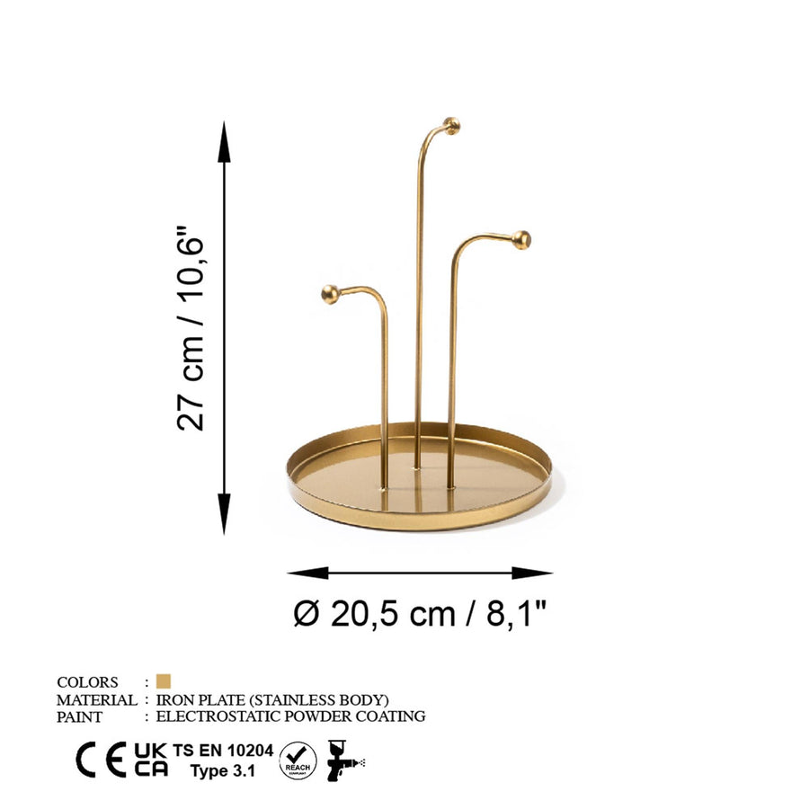 3 Kollu Metal Taki Standi - Altin