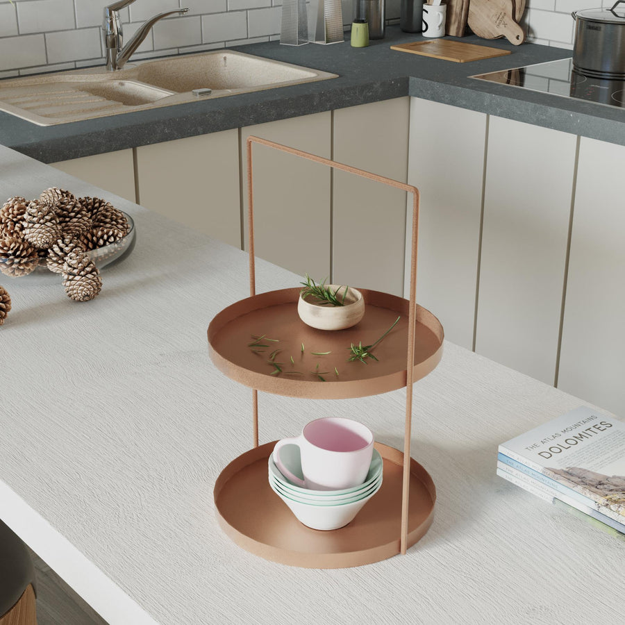 2 Katli Metal Taki Standi - Bakir
