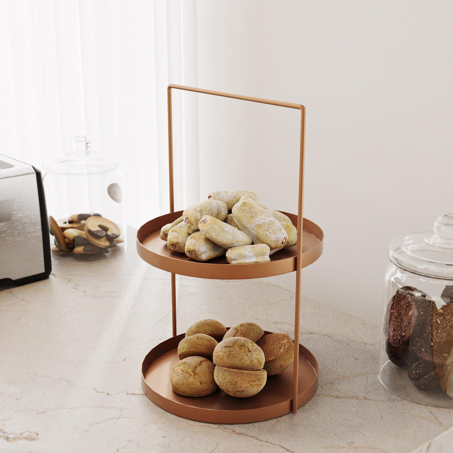 2 Katli Metal Taki Standi - Bakir