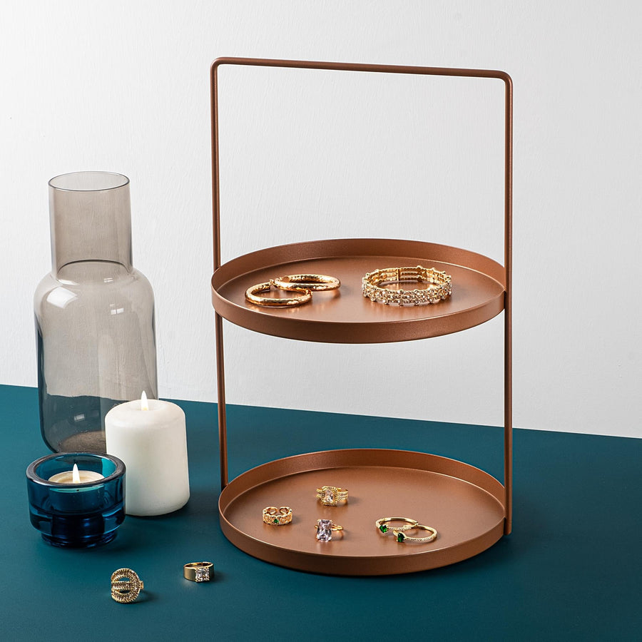 2 Katli Metal Taki Standi - Bakir