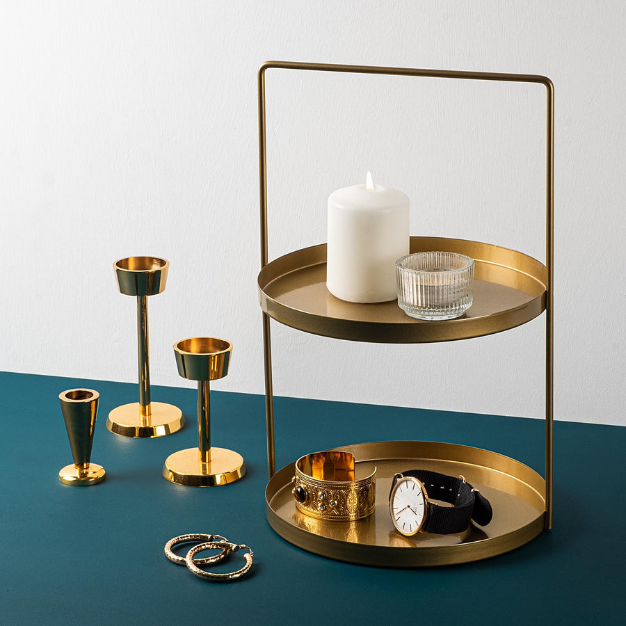2 Katli Metal Taki Standi - Altin