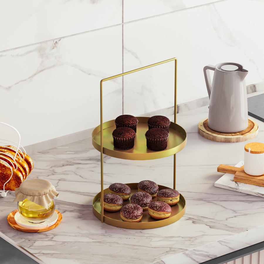 2 Katli Metal Taki Standi - Altin