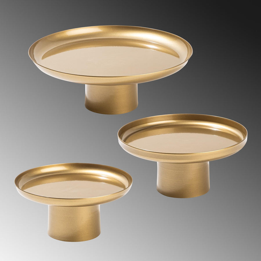 3'lu Set Metal Ayakli Sunum Tepsisi - Altin