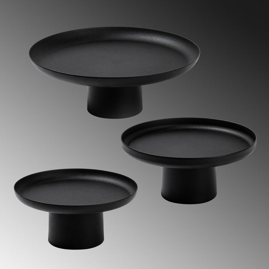 3'lu Set Metal Ayakli Sunum Tepsisi - Siyah