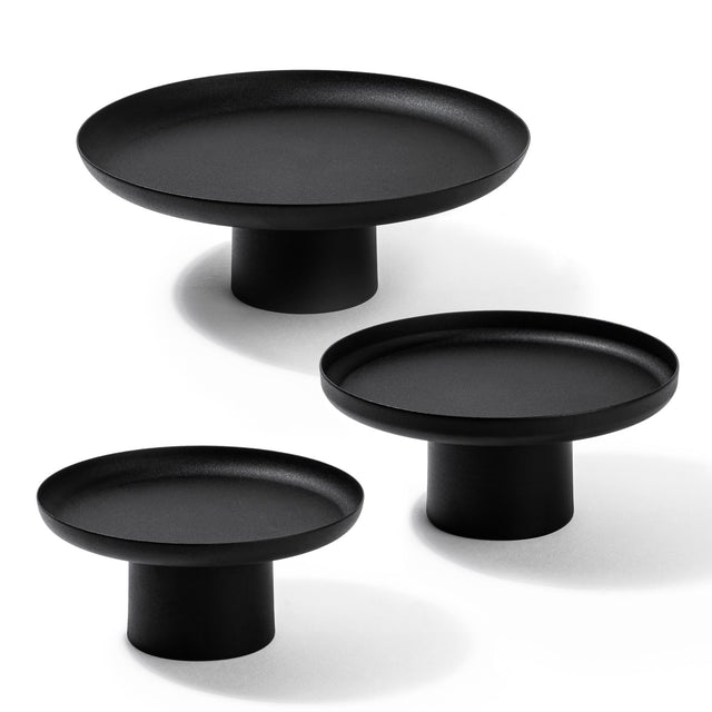 3'lu Set Metal Ayakli Sunum Tepsisi - Siyah