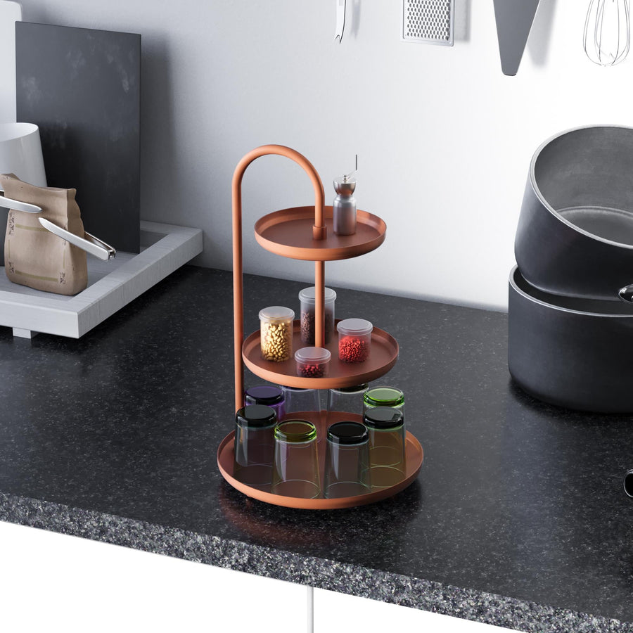 3 Katli Metal Taki Standi - Bakir
