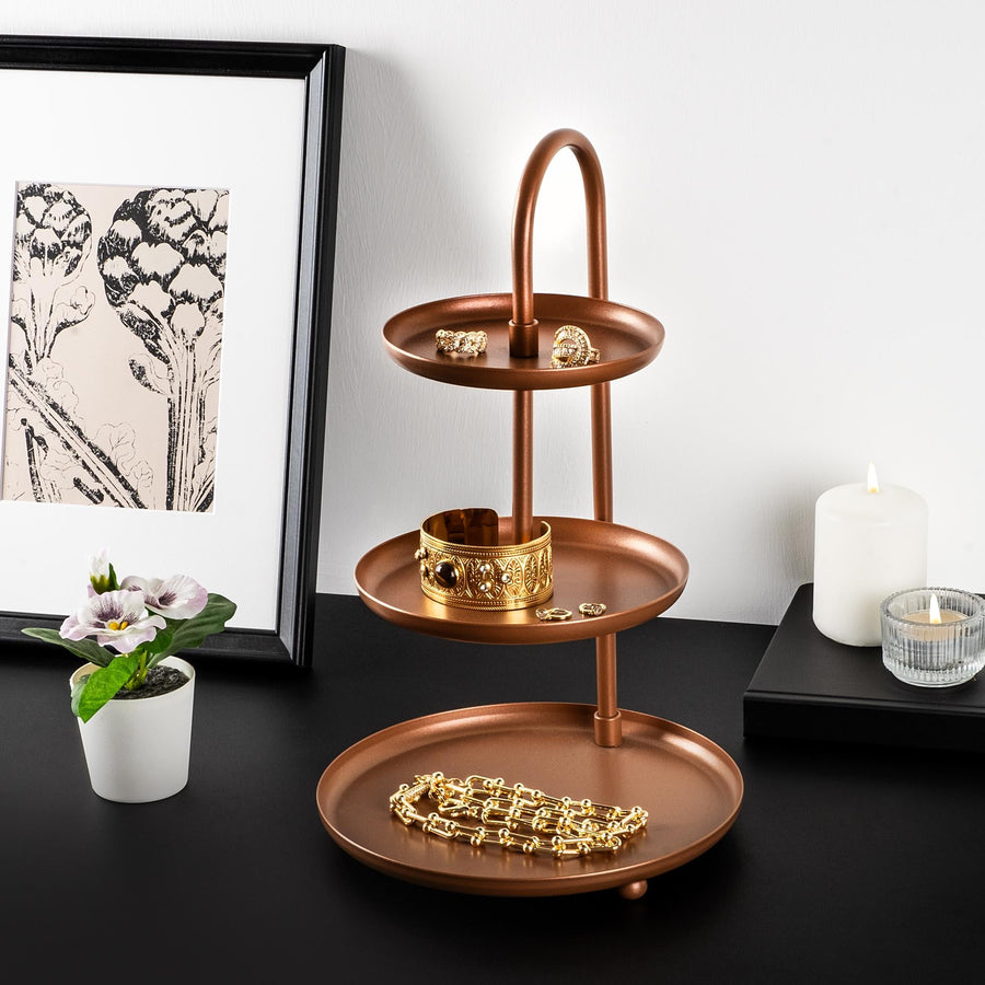 3 Katli Metal Taki Standi - Bakir