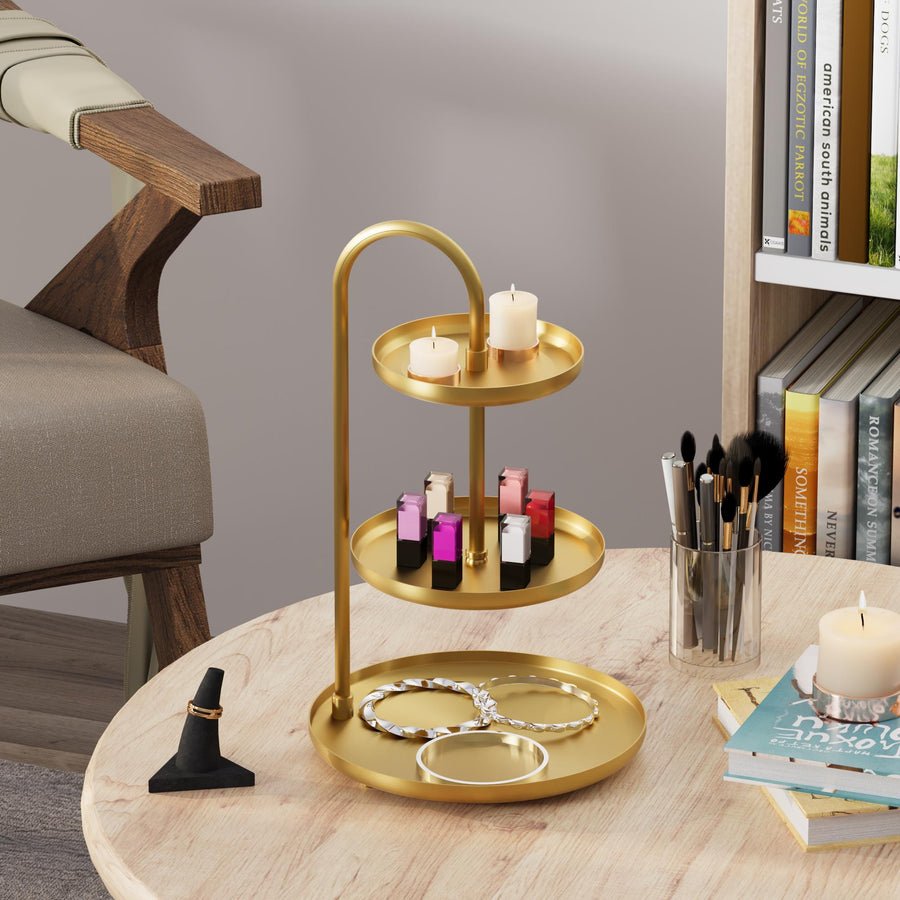 3 Katli Metal Taki Standi - Altin
