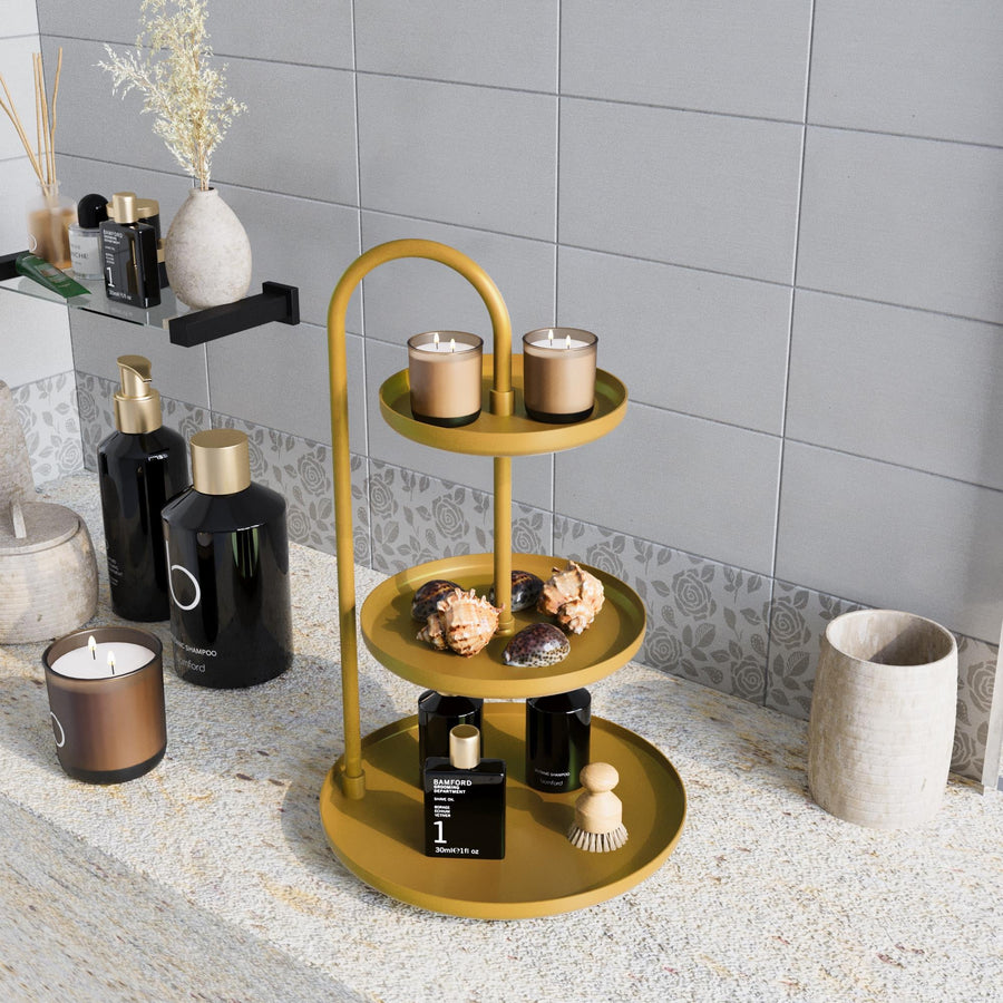 3 Katli Metal Taki Standi - Altin