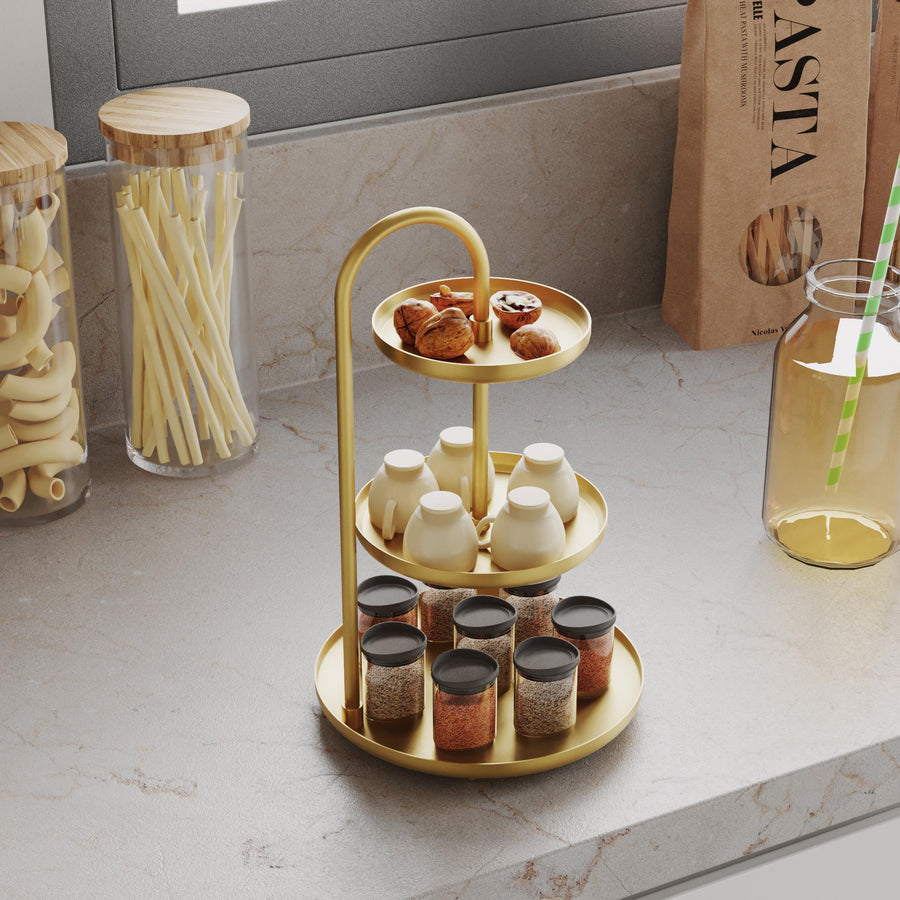 3 Katli Metal Taki Standi - Altin