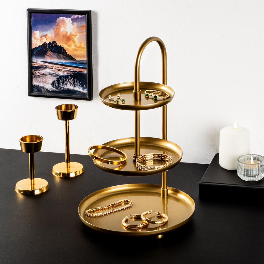 3 Katli Metal Taki Standi - Altin