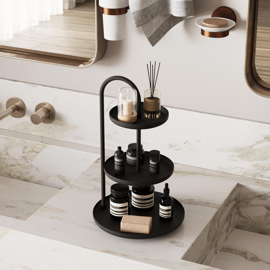 3 Katli Metal Taki Standi - Siyah