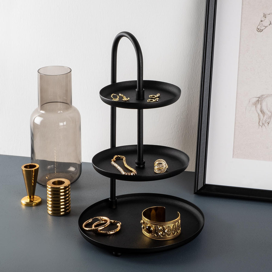 3 Katli Metal Taki Standi - Siyah