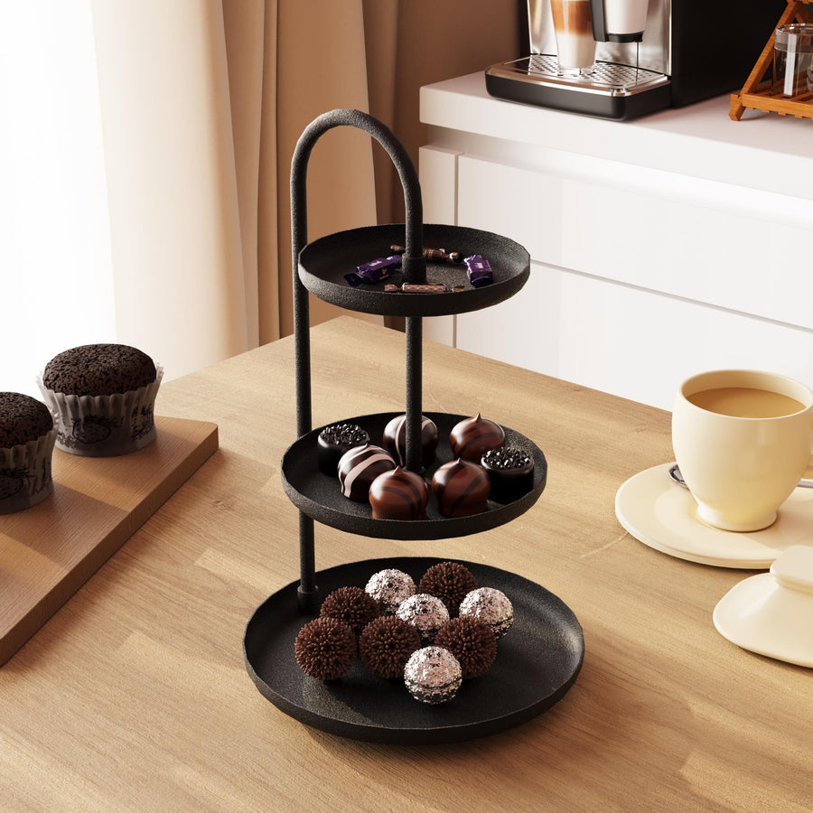 3 Katli Metal Taki Standi - Siyah